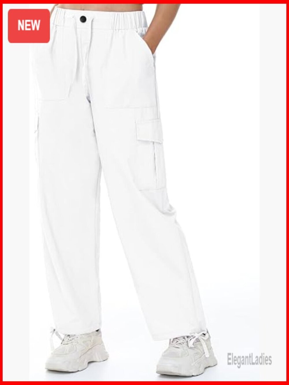 Lightweight Cargo Joggers with Drawstring Waist, Quick-Dry Nylon Pants - Picture 1 of 7